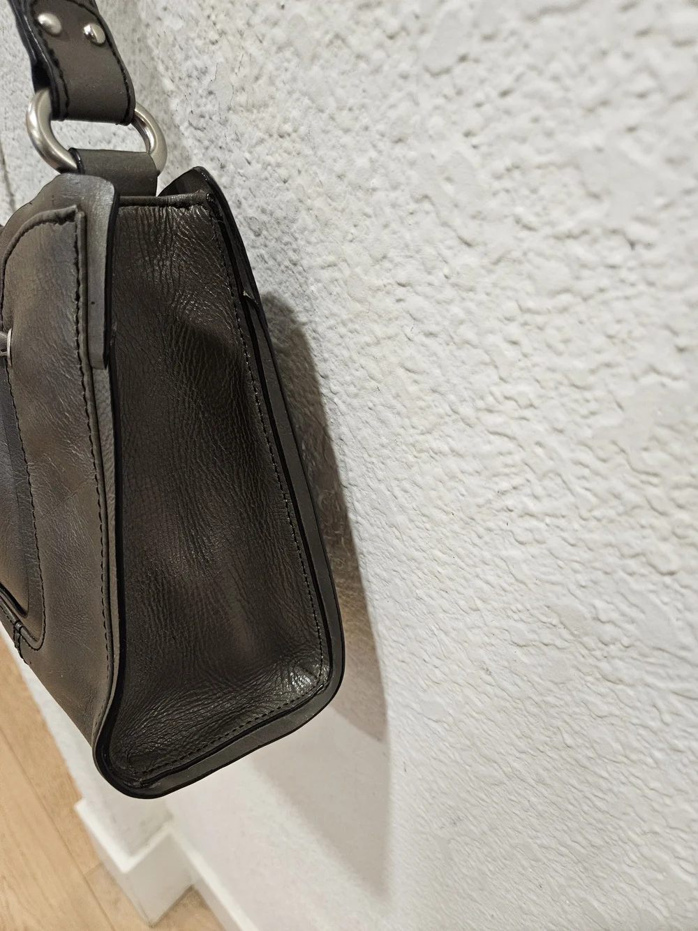 Vintage Etienne Grey Leather Satchel Shoulder Purse
